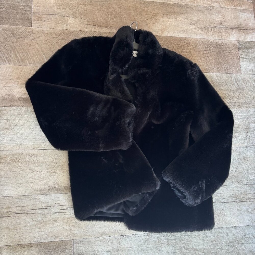 Cefinn Black Faux Fur Teddy Bear Coat - Size 16UK/12US